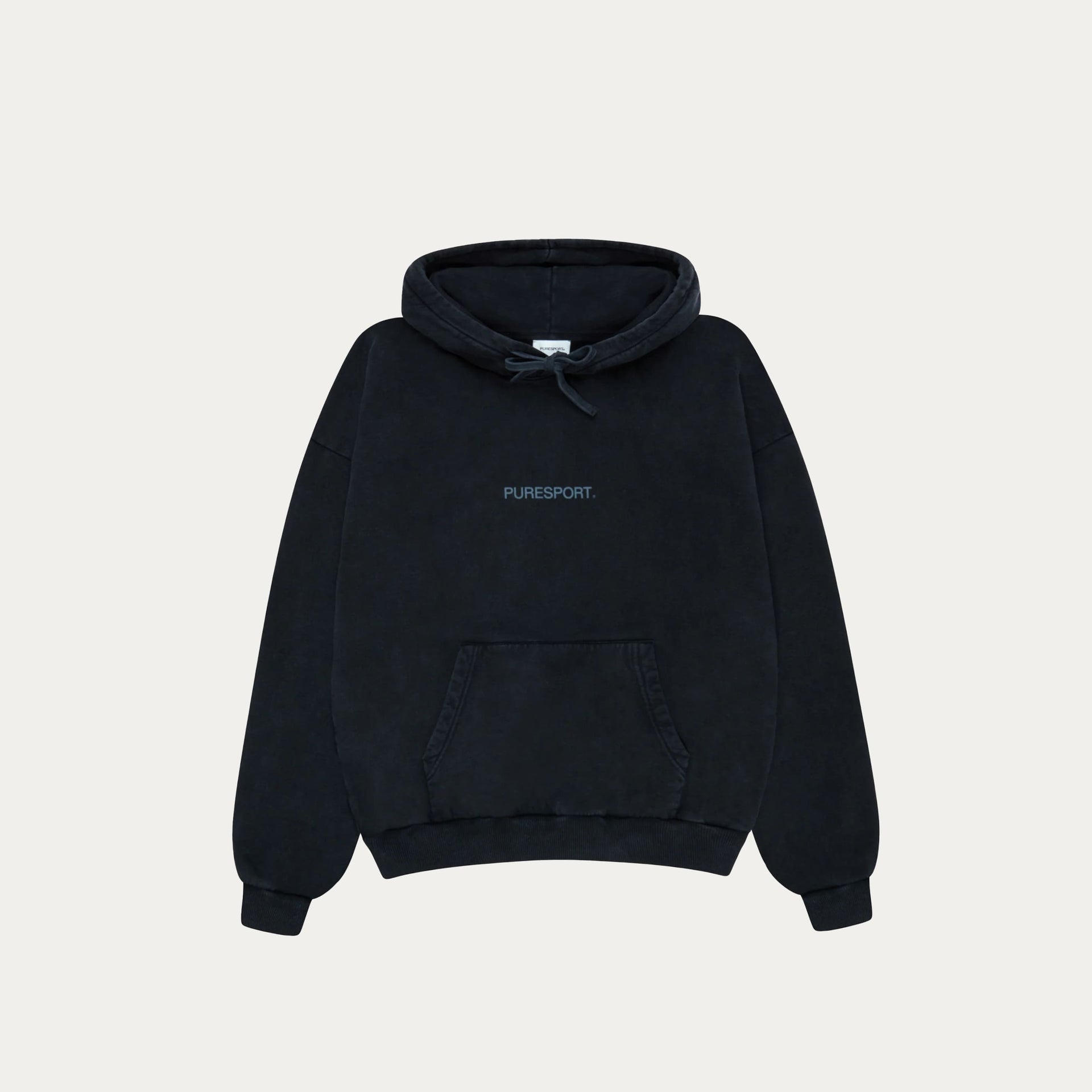 Black hoodie with 'PURESPORT' logo on a light gray background