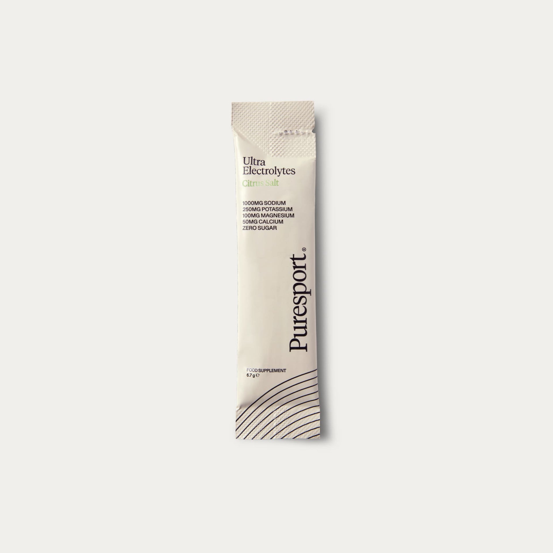 Puresport Electrolytes sachet of CItrus Salt flavour on a white background