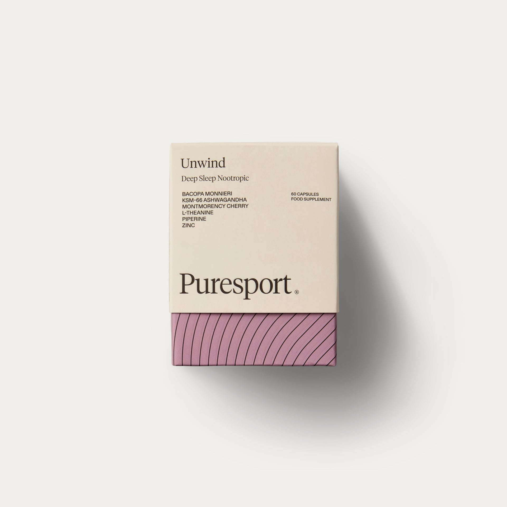 A supplement box of deep sleep nootropic called unwind by Puresport.