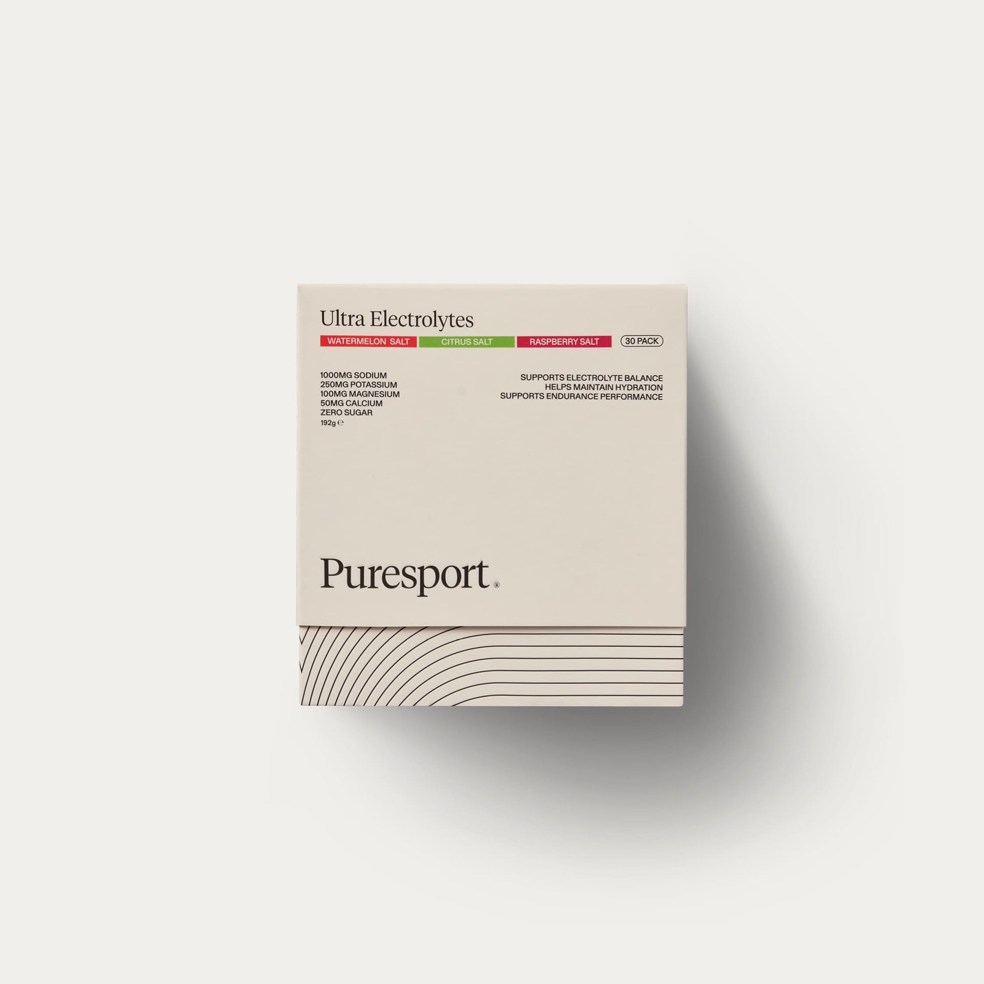 Puresport Ultra Electrolytes Box of 30 single sachets for runners or active individuals for maximising hydration.