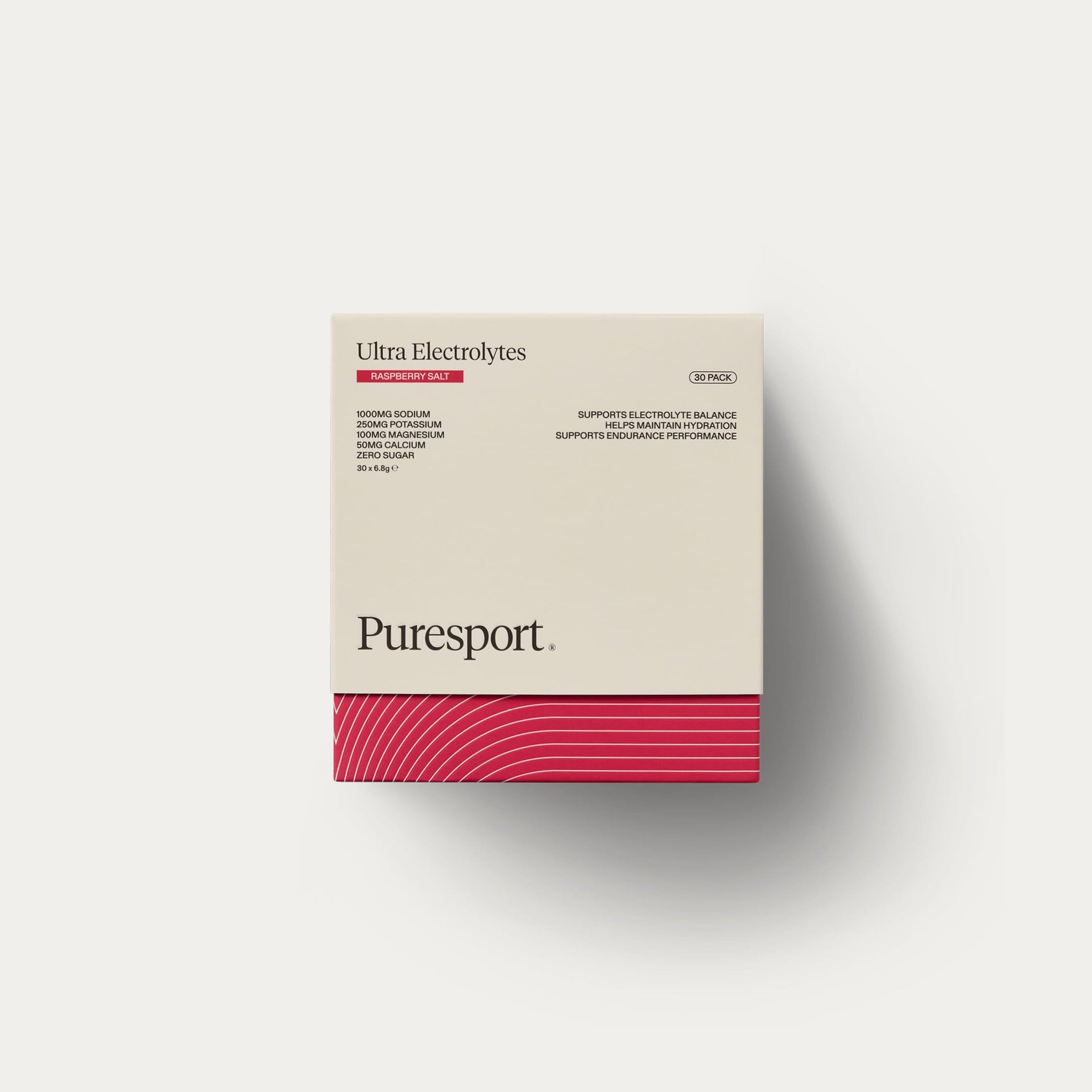 Puresport Ultra Electrolytes packaging of Raspberry Salt on a white background