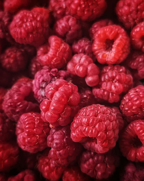 Close-up of fresh raspberries for raspberry electrolyte flavours