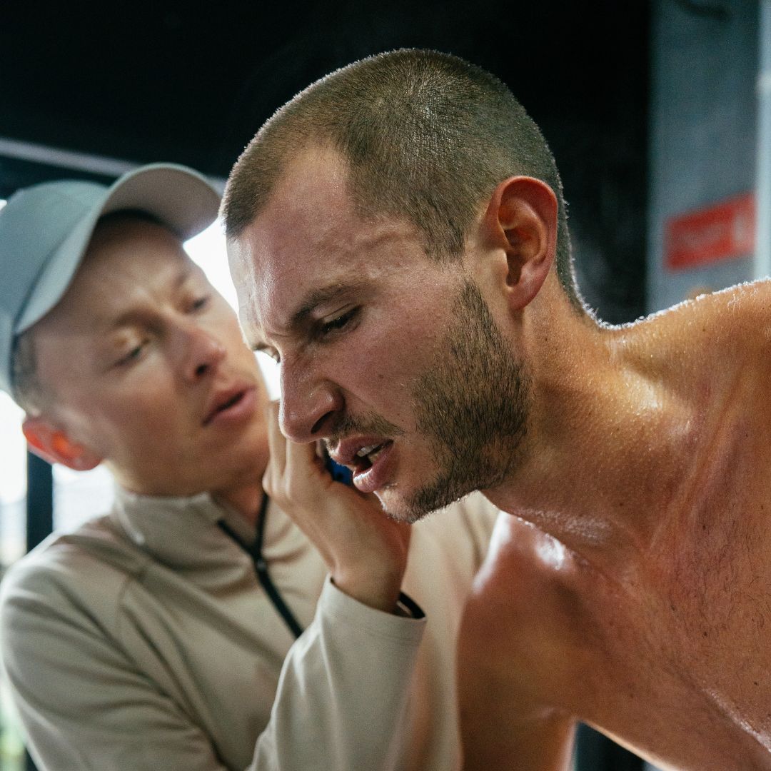 George Mills having a lactate test after a threshold session.