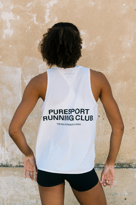 White Performance Running Singlet Running Vest
