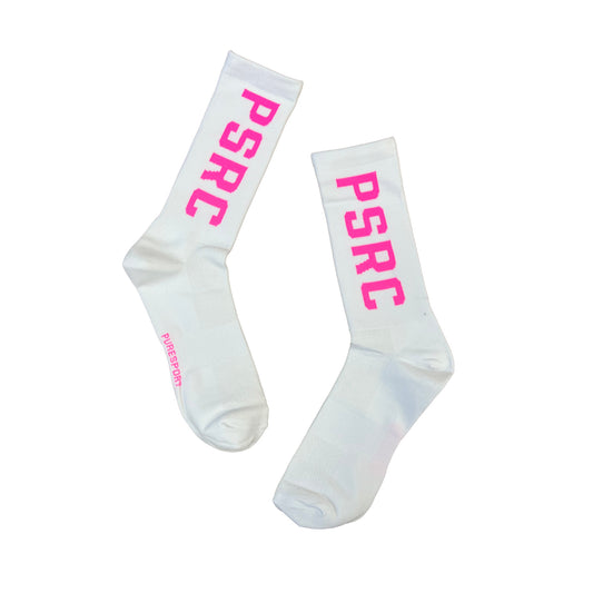 PSRC - Performance Socks - White with Bold Pink PSRC