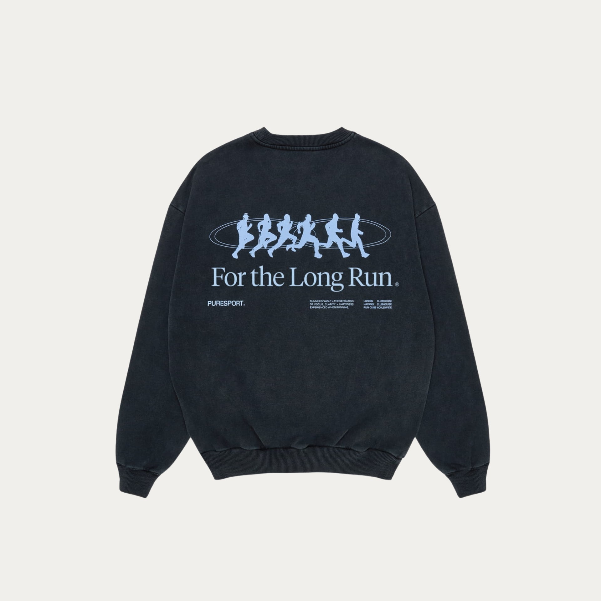 For the Long Run Crewneck - Washed Black