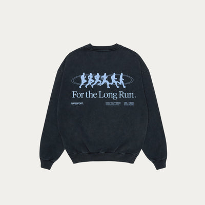 For the Long Run Crewneck - Washed Black