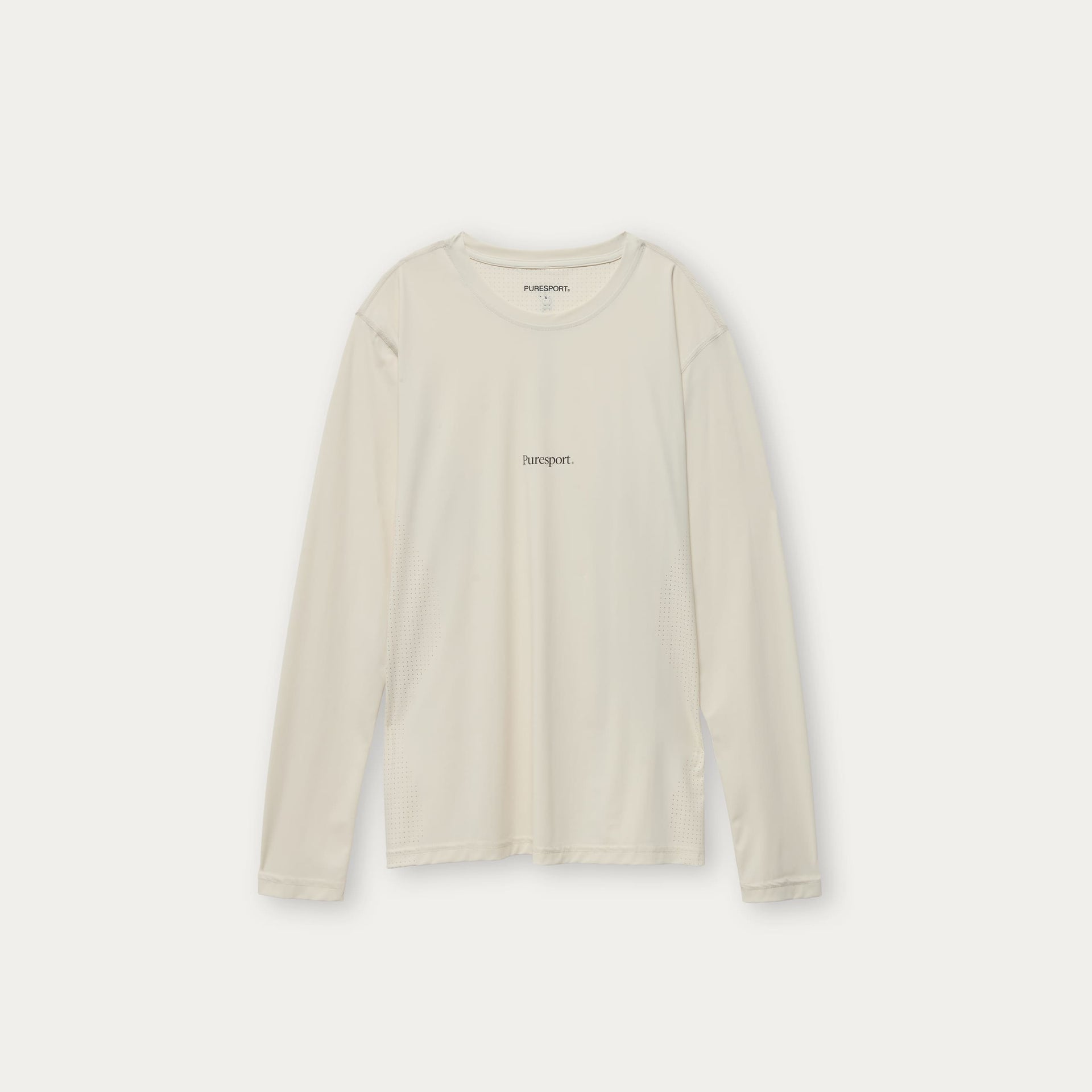 Sand long-sleeve shirt with Puresport logo in the middle on a white background