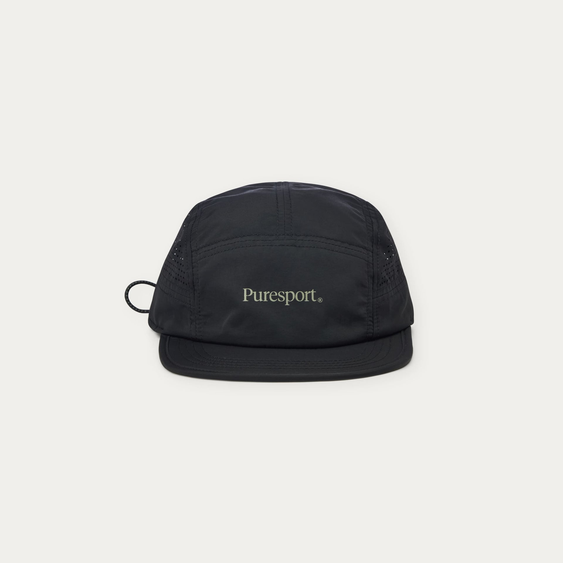 Black cap with Puresport branding on the panel 