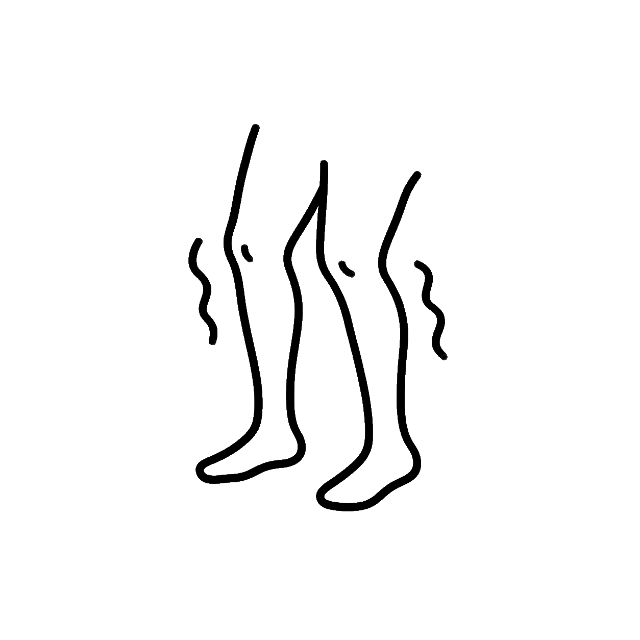 Line drawing of tired runner's legs