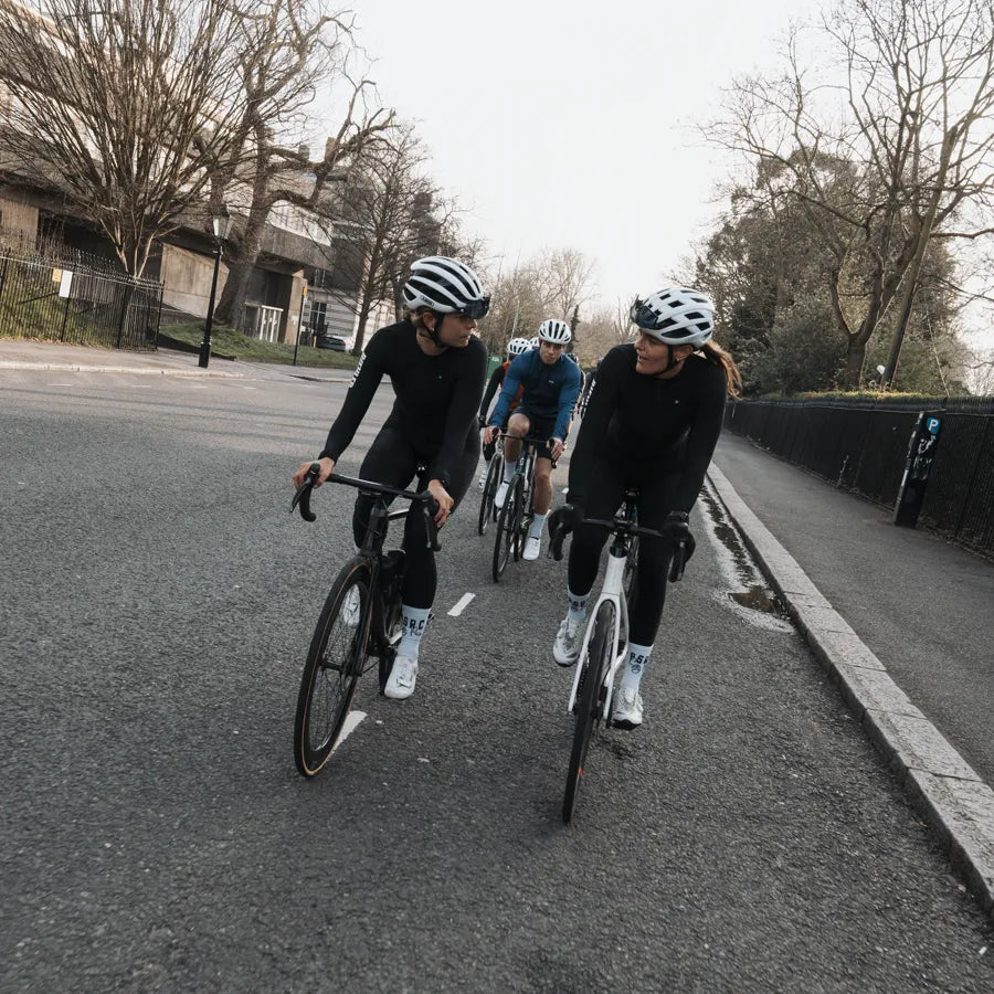 Cyclist training outdoors