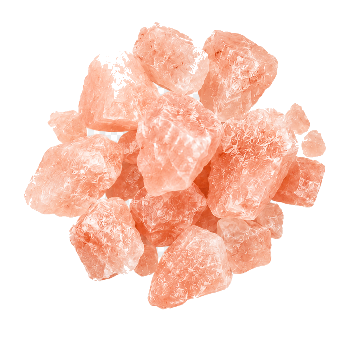 Pink salt crystals representing sodium