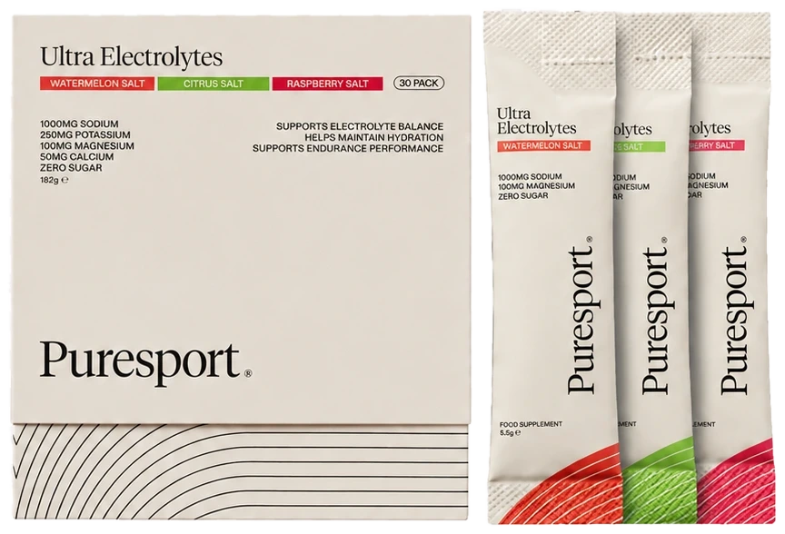 Ultra Electrolytes 30 pack box with watermelon, citrus and raspberry sachets